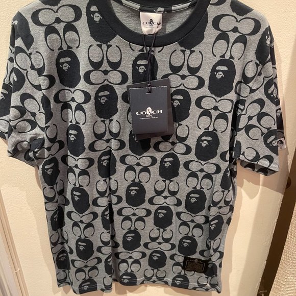 BAPE x Coach Navy Pattern Tee Size M - Picture 3 of 6